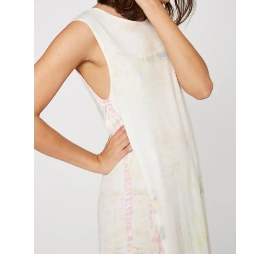 ANTHROPOLOGIE LACAUSA JAMES Subtle Tie Dye Midi Dress size S pink blue green